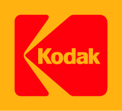 The Kodak 'K' logo was introduced in 1971. The version seen here – with the 'Kodak' name in a more modern typeface – was used from 1987 until the logo's discontinuation in 2006. A revised version was reintroduced in 2016.[72]