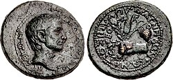 Provincial coin minted by Cicero Minor (portrayed) in Magnesia ad Sipylum while serving as proconsul of Asia in the first half of the 20s BC.[1]
