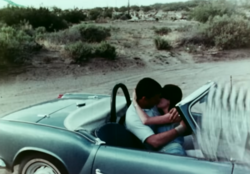 Screenshot from Manos: The Hands of Fate (1966), an early example of a Z movie. In this shot, the clapperboard is clearly visible, showing the movie's poor film editing.