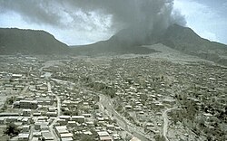 By 12 July 1997, pyroclastic flows had burned much of what had not already been covered in ash