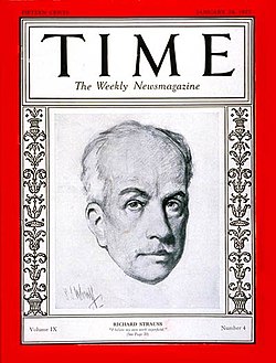 Strauss on the cover of Time in 1927; he was also on the magazine's cover in 1938.