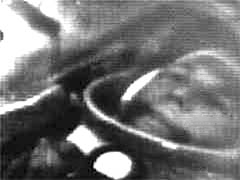 Yuri Gagarin aboard Vostok 1, as televised to ground control