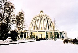 The Baháʼí House of Worship in Germany during winter