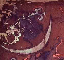 Illustration of the Chinese Moon toad, from Mawangdui silk banner from Mawangdui tomb no.1, Han dynasty.
