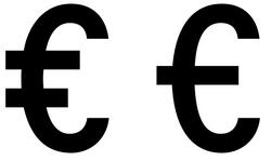 Two proposed variants for the OCR-B Euro sign[5]