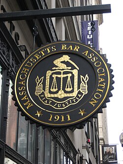 Sign outside the Massachusetts Bar Association in Boston, Massachusetts