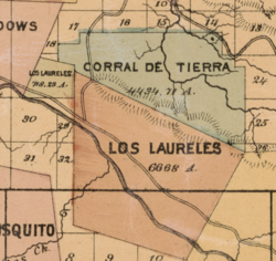 1877 Map illustrating the legal boundaries of Rancho Los Laureles.