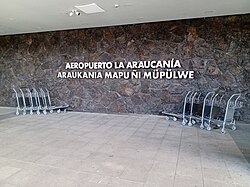 Airport name in Spanish and indigenous language Mapudungun