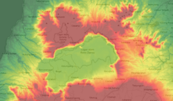 Topographic map of Cagar Alam Rawa Danau Caldera in Indonesia