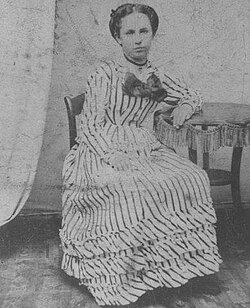 Alvira "Allie" P Sullivan, Virgil Earp's future wife, at age 16. They met in Council Bluffs, Iowa, in 1874, when she was 25