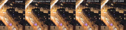 Comparison of JPEG, JPEG 2000, JPEG XR, and HEIF at similar file sizes