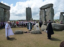 The solstice being celebrated at Stonehenge in England