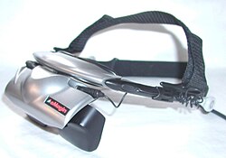 An HMD with a separate video source displayed in front of each eye to achieve a stereoscopic effect