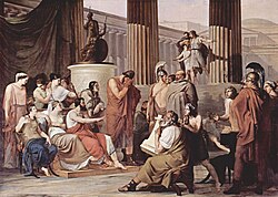 Odysseus Overcome by Demodocus' Song, a mythological painting by Francesco Hayez, 1813–1815