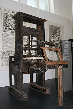 Printing press from 1811, photographed in Munich, Germany