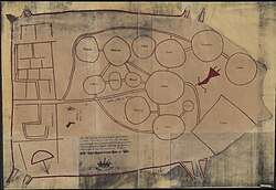 A map of the "Several Nations of Indians to the Northwest of South Carolina" or the "Catawba Deerskin Map", an annotated copy of a hand-painted deerskin original made by a Catawba chief for Governor Francis Nicholson. "This map describing the scituation [sic] of the several nations of Indians to the NW of South Carolina was coppyed [sic] from a draught [sic] drawn & painted on a deer skin by an Indian Cacique and presented to Francis Nicholason Esqr. Governor of South Carolina by whom it is most humbly dedicated to his Royal Highness George, Prince of Wales".