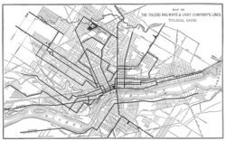 Map of Toledo Railways and Light Company's Lines c. 1907