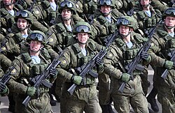 Russian troops marching in the 2015 Moscow Victory Day parade