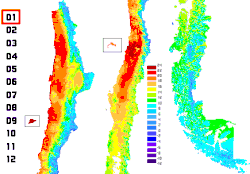 Monthly mean temperatures of Chile