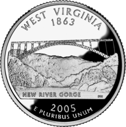 The New River Gorge commemorated on the West Virginia state quarter in 2005