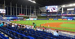 LoanDepot Park in Little Havana, home field of the Miami Marlins of Major League Baseball