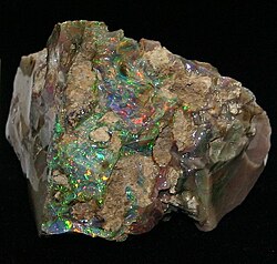 Multicolored rough opal specimen from Virgin Valley, Nevada, US