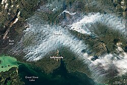 Wildfires surrounding Yellowknife, Northwest Territories (August 2023)