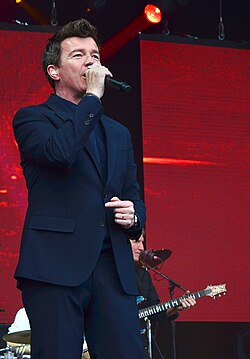 Astley performing at Bristol, June 2014