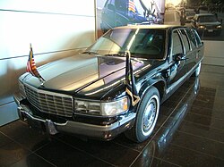 Bill Clinton's presidential limousine on display at the library