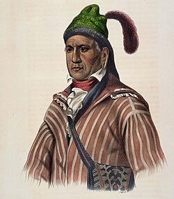 Menawa was one of the principal leaders of the Red Sticks. After the war, he continued to oppose white encroachment on Muscogee lands, visiting Washington, D.C., in 1826 to protest the treaty of Indian Springs. Painted by Charles Bird King, 1837.