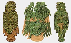 Mississippian copper plates from North America were produced in this style from around 800 to 1600 AD.