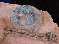 Replica of the find situation of the Nebra Sky Disc for the German exhibition Der geschmiedete Himmel (German "The forged sky")