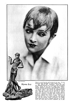 In its September 1925 issue, Motion Picture featured two Henry Waxman photographs of Loy, costumed by Adrian, as she appeared in What Price Beauty?.