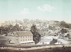 Dights Mill Abbotsford (built 1839) pictured in 1863