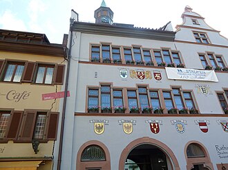 Cracks at the historic Town Hall of Staufen im Breisgau presumed due to damage from geothermal drilling