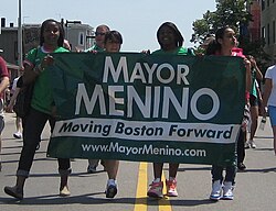 Supporters of Menino's 2009 reelection campaign marching in the 2009 Dorchester Day Parade