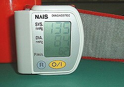 A digital sphygmomanometer used for measuring blood pressure