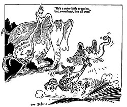 In 1941, Dr. Seuss drew a caricature of the GOPstrich, the squawking child of the isolationists and the Republican Party, both of whom wanted to stay out of the war.
