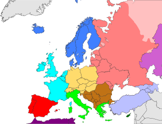 Regions of Europe based on CIA World Factbook: Northern Europe Western Europe Central Europe Southwest Europe Southern Europe Southeast Europe Eastern Europe