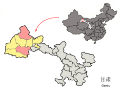 Location of Subei Mongol Autonomous County