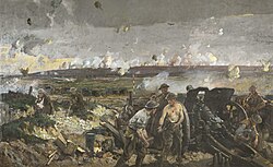 The Taking of Vimy Ridge, Easter Monday 1917 by Richard Jack. The battle began with an artillery barrage.