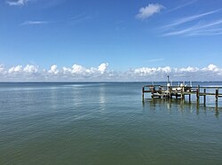 View southwest across the tidal Potomac River from the south end of Cobb Island Road on Cobb Island, Charles County, Maryland