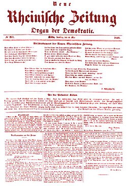 The last issue, printed in red ink, of Karl Marx's journal Neue Rheinische Zeitung from 19 May 1849