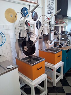Sonication machines for record cleaning at Swiss National Sound Archives