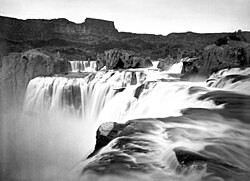 View across top of Shoshone Falls, Snake River, Idaho (Timothy H. O'Sullivan, 1874)