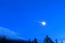 Northern Taurid bolide photographed from Skibotn, Norway December 4, 2020 14:30 CET.[16]