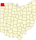 Map of Ohio highlighting Williams County