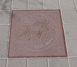 Anka's star on Canada's Walk of Fame