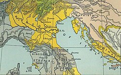 Milan was the capital of the Napoleonic Kingdom of Italy, highlighted in yellow