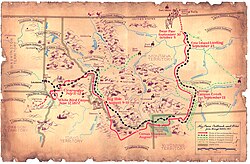 Map showing the flight of the Nez Perce and key battle sites